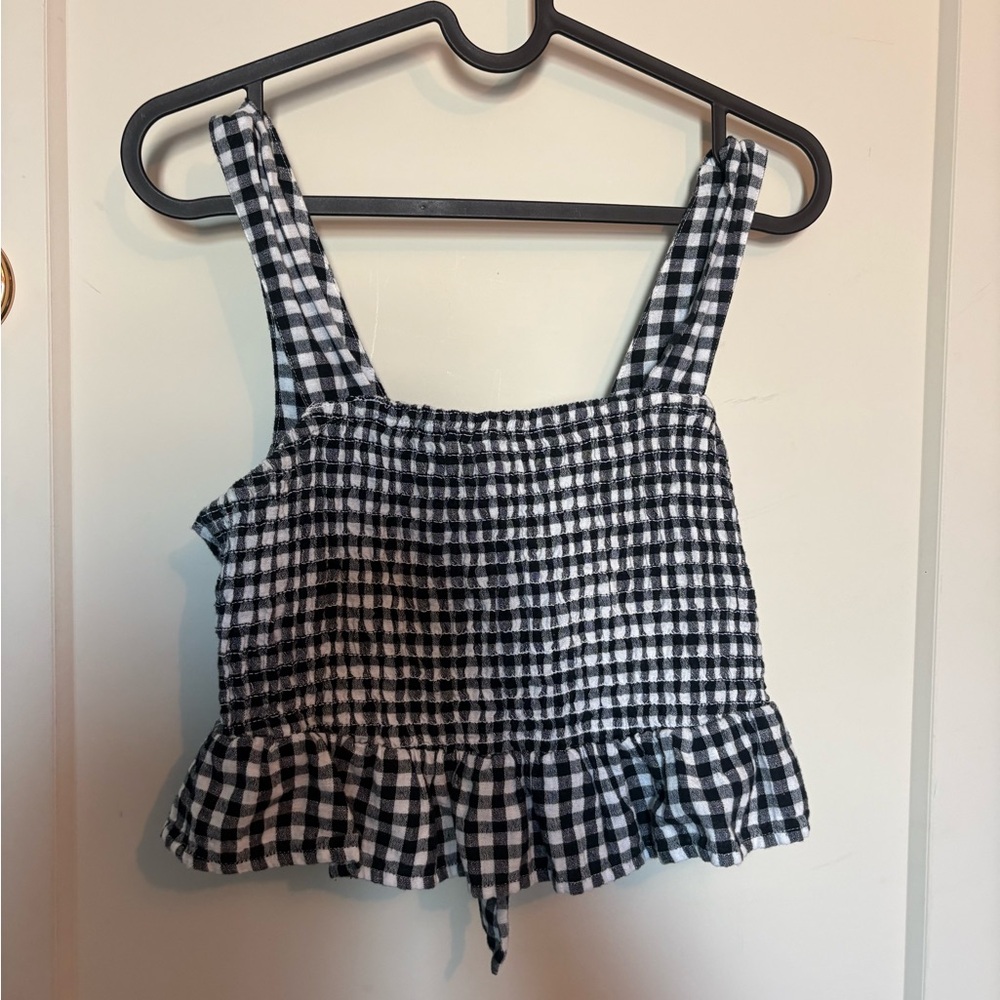 American Eagle Outfitters Black and White Checkered Crop Top